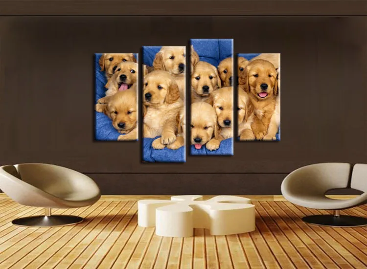 Собака семьи серии Плакат печатных холст картины современная Печать искусство