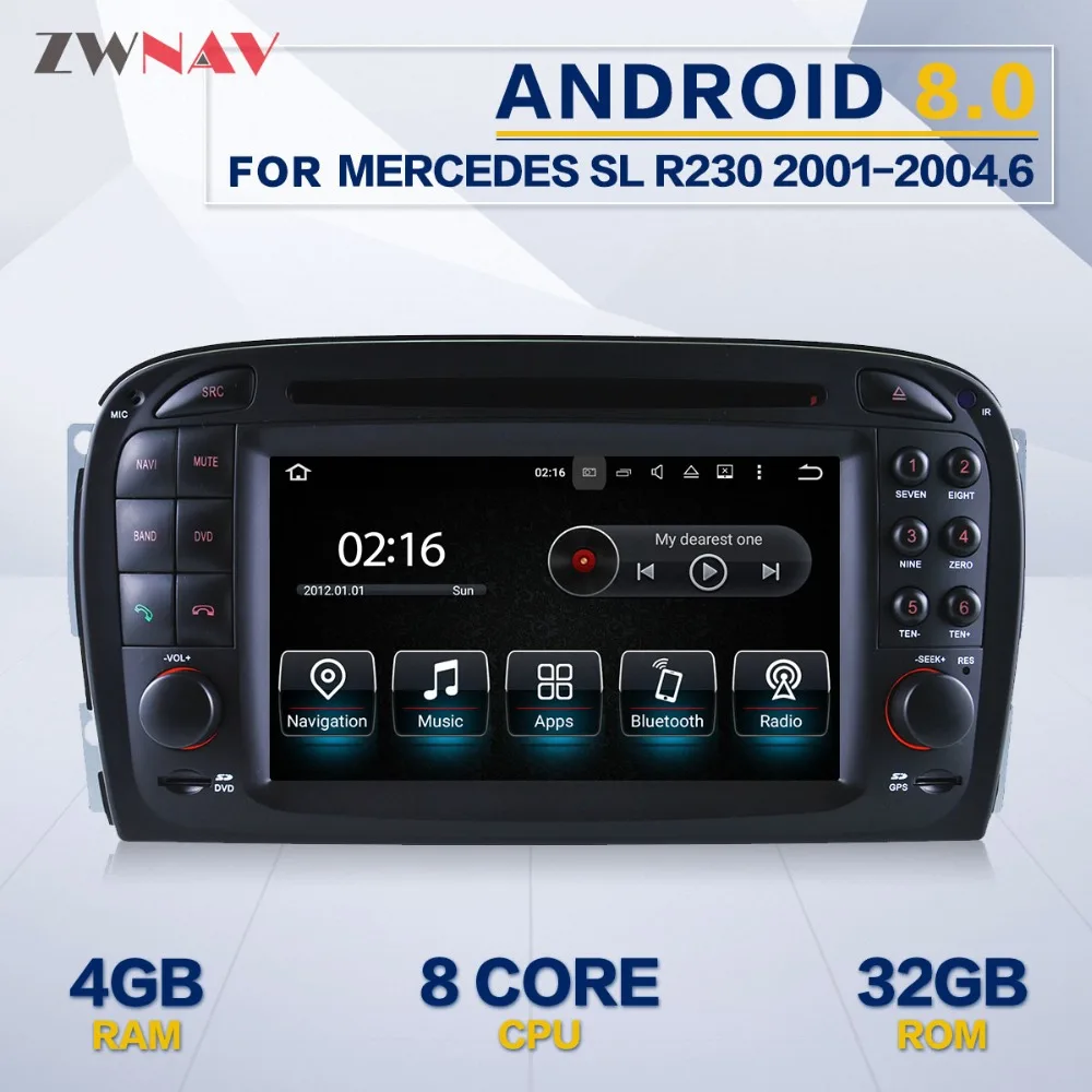 Octacore Android 8,0 4+ 32GB Автомобильный dvd-плеер головное устройство gps навигация для Mercedes Benz SL R230 SL500 2001-2007