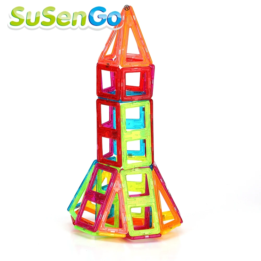 SuSenGo 60/80/100/130 шт. Мини Магнитный блок дизайнерская модель 3D кирпичное здание игрушки "сделай сам", Конструкторы для детей подарок для детей