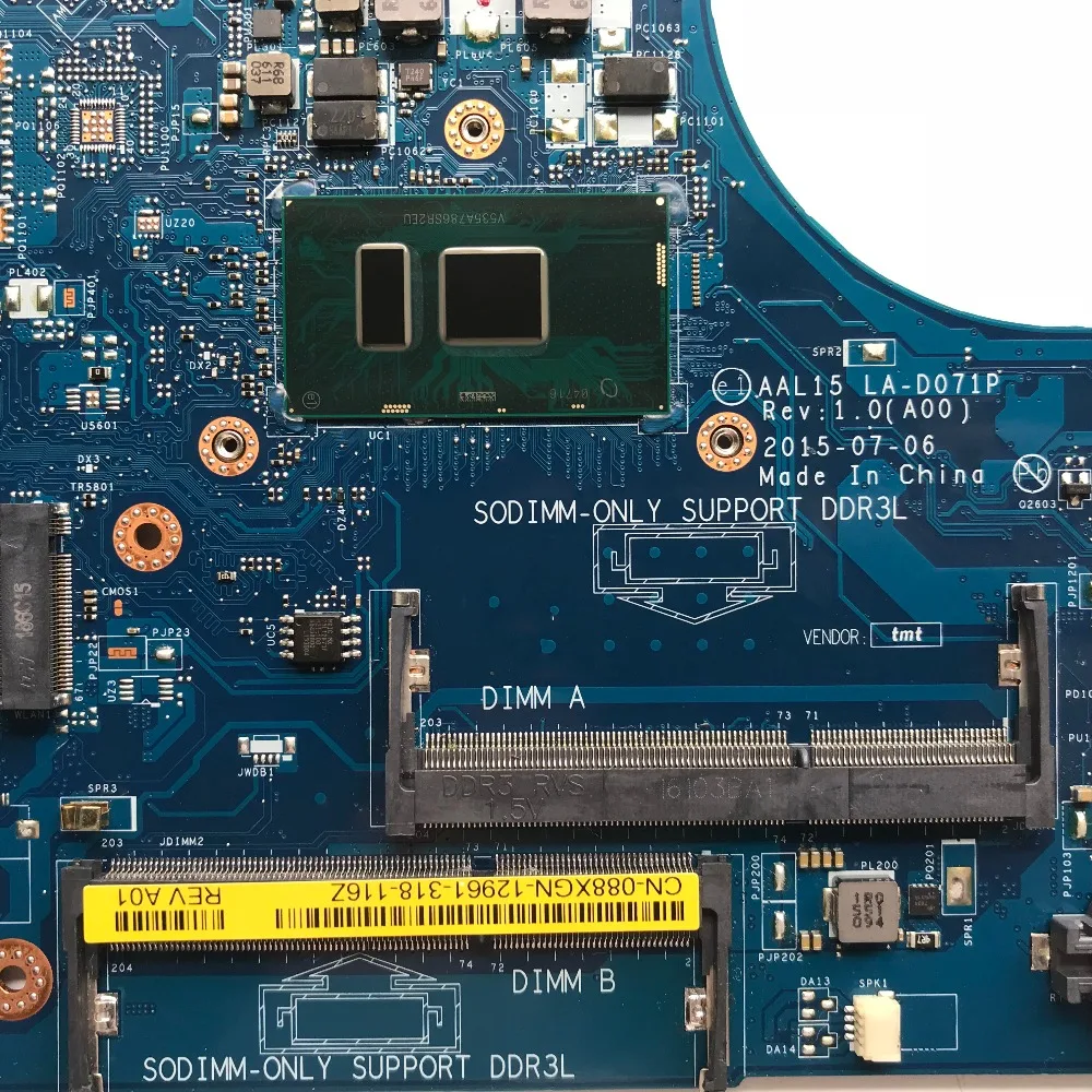Оригинальная материнская плата SZWXZY для ноутбука DELL 5559 с I3 6100U DDR3 CN 088XGN 88XGN LA D071P 100%