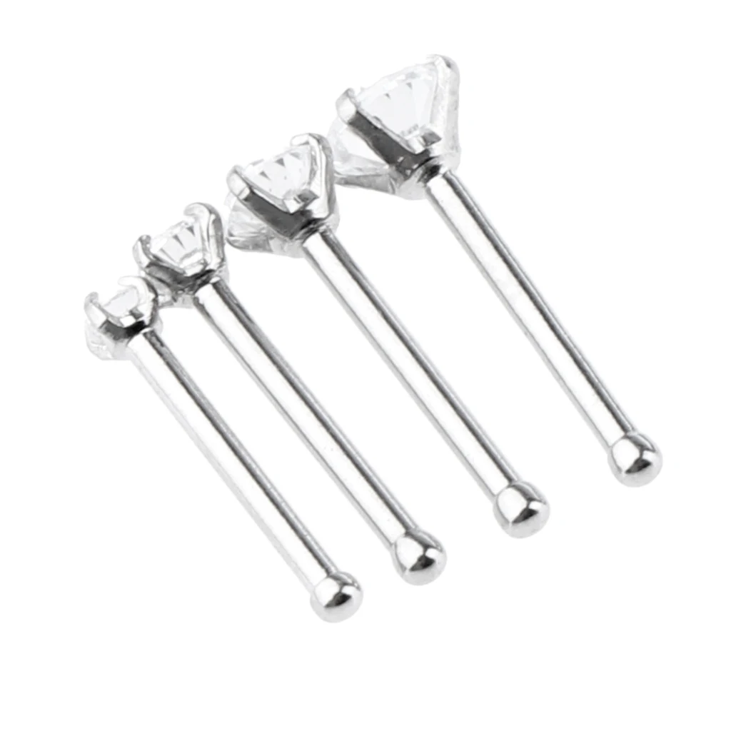 Phenovo 4 Pcs Body Jewelry 7mm Long Straight Bar 1.5mm 2mm 2.5mm 3mm Assorted Size CZ Crystal fit Nose Lip Ear Tragus Piercing | Украшения