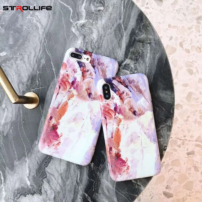 Чехол для iPhone 8 7 6s Plus XR X XS max глянцевый художественный узор мягкая задняя крышка |