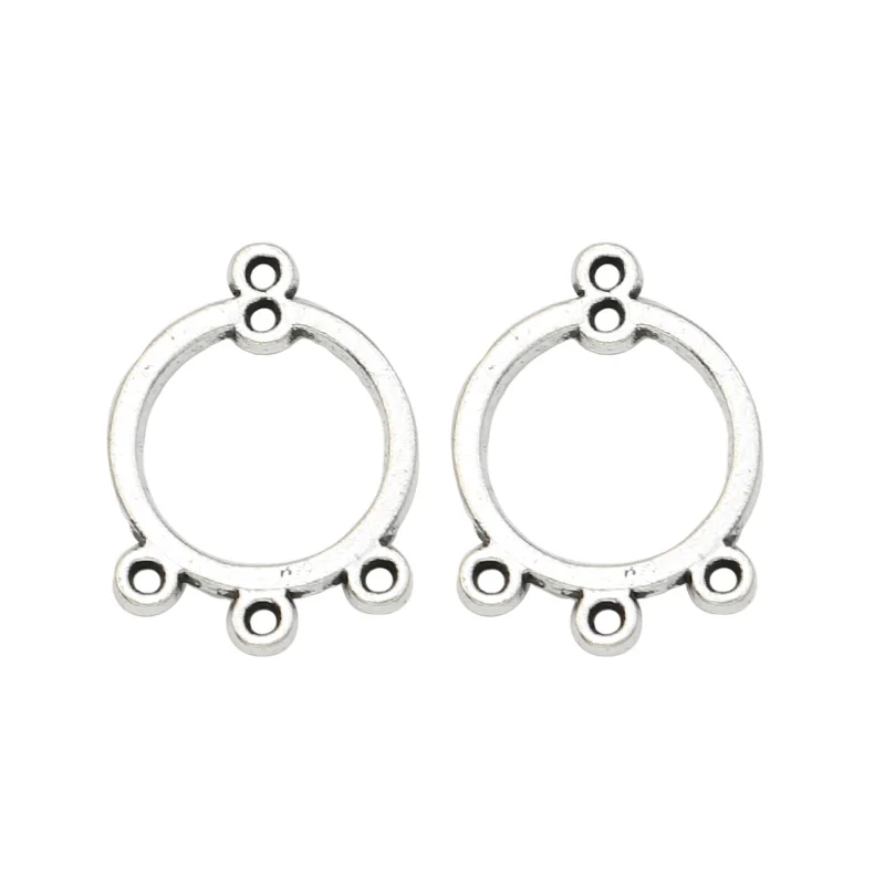 

KJjewel Antique Silver Plated 1-3 Round Connector for Jewelry Making Bracelet Necklace Accessories DIY 19x14mm