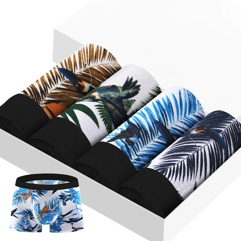 4pcs/lot Men Underwear Boxer Men Modal Comfort Calzoncillos Breathable Shorts Boxer Hombre Pants Underpants Vetement Homme - Цвет: bird