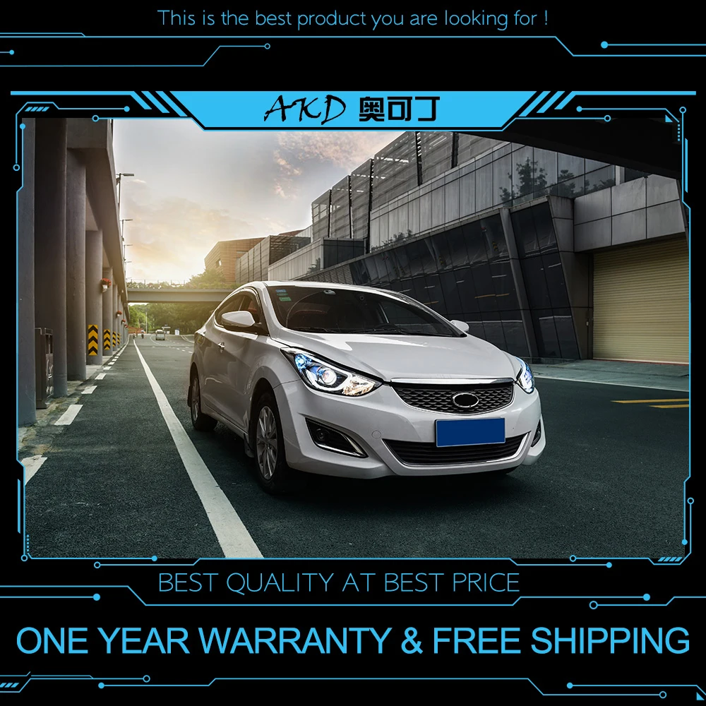 АКД Тюнинг автомобилей фары для hyundai Elantra 2012- светодиодные фары DRL ходовые огни биксеноновые фары Противотуманные фары с ангельскими глазками