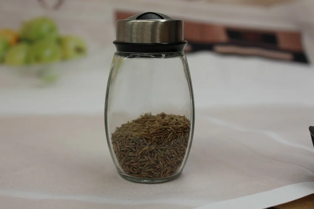 

6pcs/set Condiment Pepper Salt Cruet Stainless Steel Kitchen Spice Rack With Glass Seasoning Box Herb Spice Bottle JO 1073