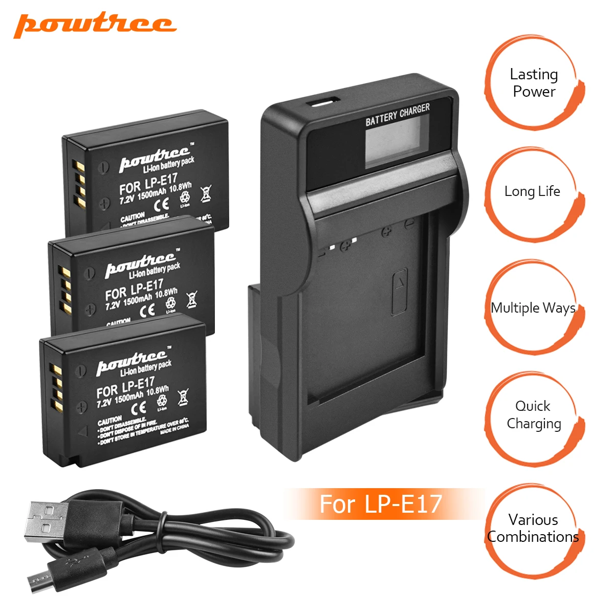 3Packs 7.2V 1500mAh LP-E17 LPE17 LP E17 Camera Battery + USB Charger For Canon EOS M3 M5 750D 760D T6i T6s 8000D Kiss X8i L15 |