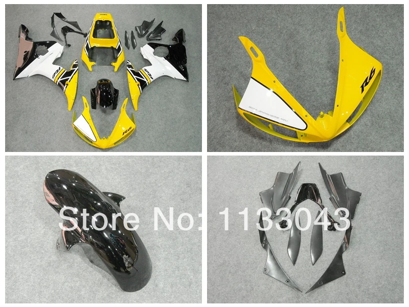 

7 Gifts+ Yellow white black fairings for Yamaha YZF-R6 2003 2004 2005 YZF R6 YZF 600 R6 03 04 05 2003-2005 fairing set #hs8a