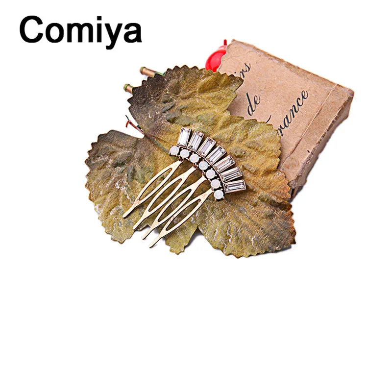 Comiya кристалл геометрические позолоченные гребни для волос модные ювелирные