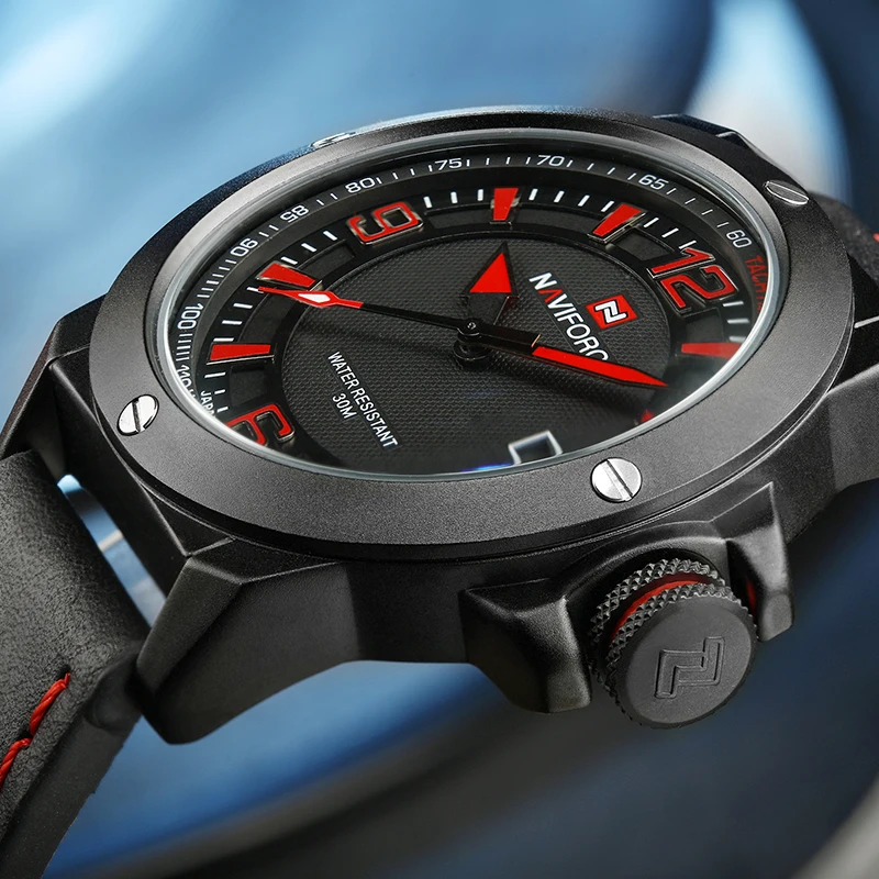 Naviforce оригинальный Элитный бренд Модные Для мужчин часы спортивные кожаный