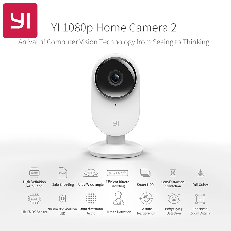 Yi домой Камера 2 1080 P HD Поддержка app встроенный микрофон и громкоговоритель