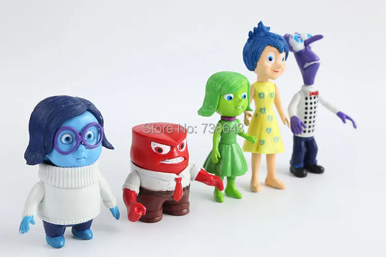 5pcs/set Inside Out Action Figures Toys Dolls Pixar Movie Cartoon Toy Anger Joy Fear Disgust And Sadness kids gifts 50sets | Игрушки и