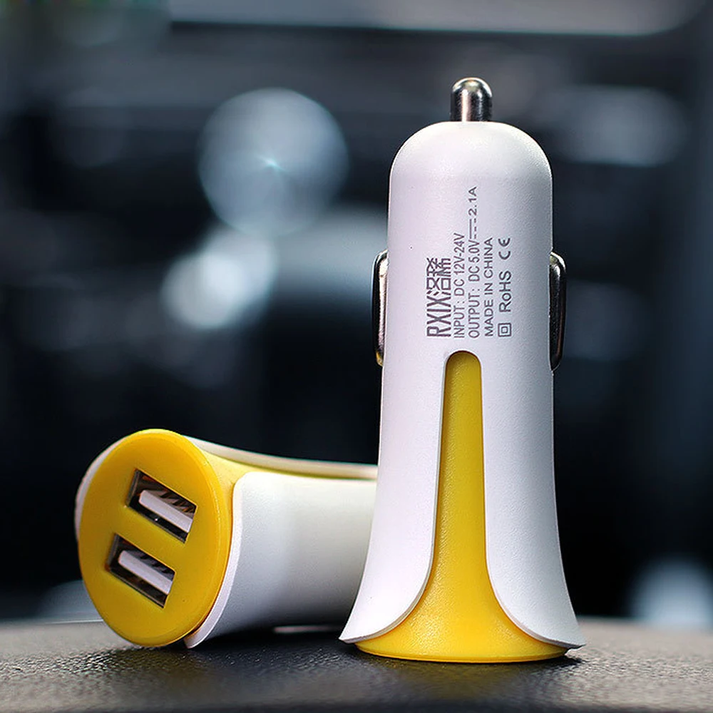 RX C06 двойной Переходник USB для зарядки в машине 2.1A автомобильное быстрое зарядное
