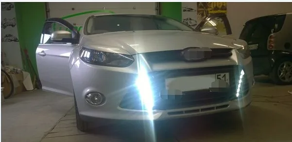 Глянец модель и Водонепроницаемый 12В СИД автомобильное DRL дневные ходовые огни противотуманные фары Аксессуары с затемнения реле стиль для форд фокус 3 2012 2013