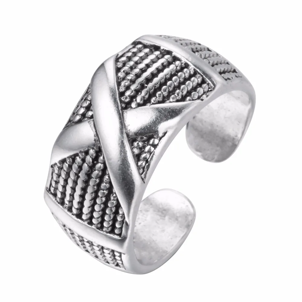 Мужские панковские кольца ручной работы широкие X Design модные регулируемые