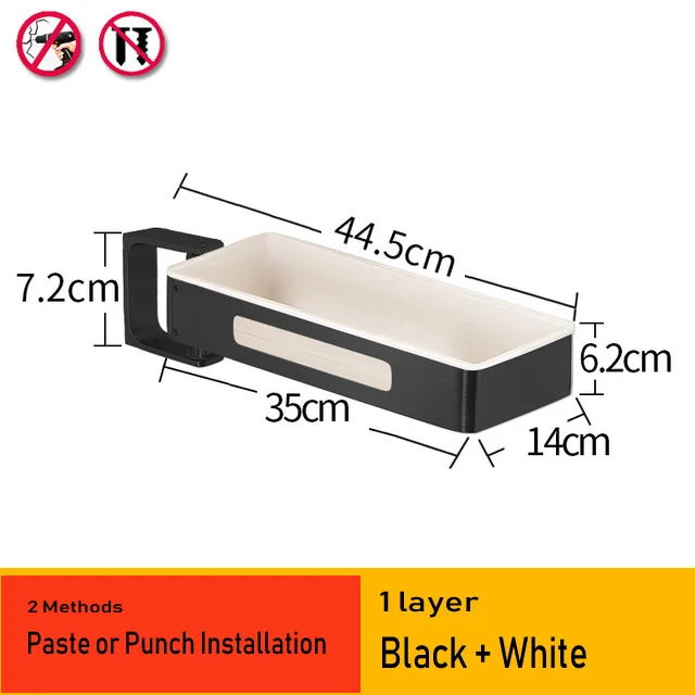 Black White 1 layer Кухонные стеллажи из алюминиевого сплава, держатели, вращающийся многослойный настенный стеллаж для приправ, стойка для хранения в ванной, 08168 - Цвет: Black White 1 layer