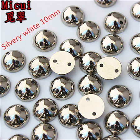 Round Silvery 10mm Micui 100 шт 10 мм круглые Стразы золотого цвета Пришивные Акриловые Кристаллы Камень Пришивные с плоской задней стороной аппликации для рукоделия одежды MC733 - Цвет: Round Silvery 10mm