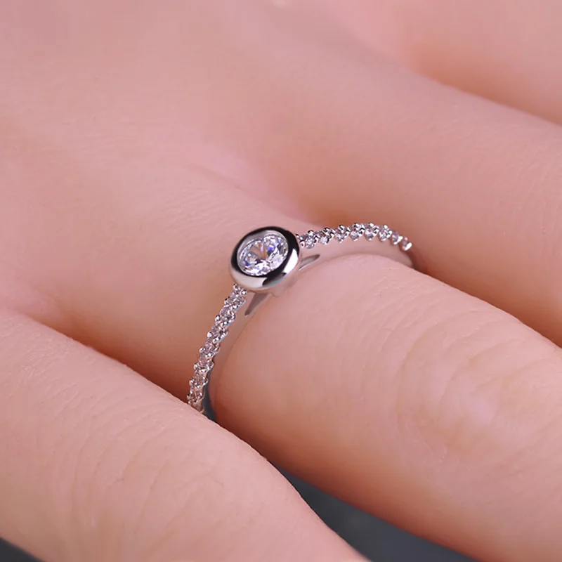 Blucome Простой Круглый Тонкий Обручальные Кольца Для Женщин Человек Циркон Медь