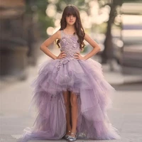 new arrival purple flower girl dresses appliques ball gown formal ruffles o neck sleeveless pageant communion party gowns