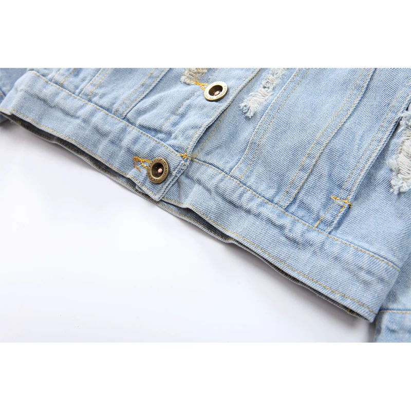 Джинсовое пальто для девочек с длинным рукавом и цветочным узором на весну-осень