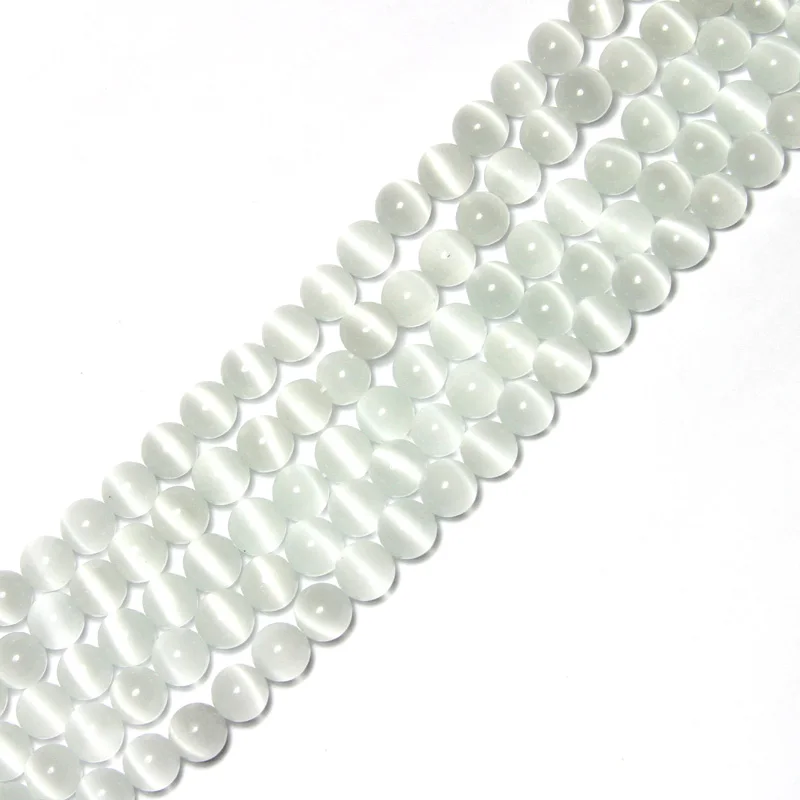 Круглые Хрустальные белые бусины кошачий глаз DIY свободные разделительные для