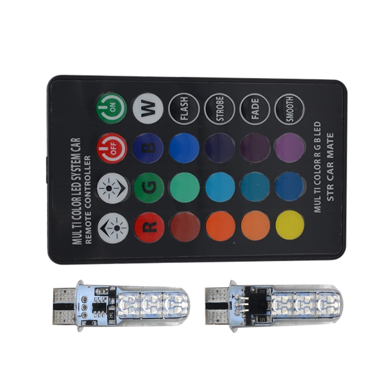 Автомобильные светодиодные лампы SKYJOYCE 2 шт./компл. 12 В T10 W5W 5050 светодиодов 6SMD RGB