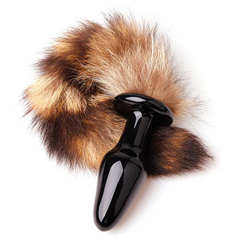 Анальная пробка с лисьим хвостом для взрослых прозрачная стеклянная женские