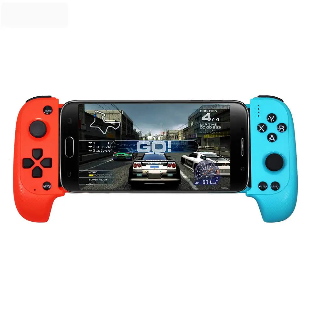 Red Blue Мобильный игровой контроллер Телескопический беспроводной Bluetooth Мобильный игровой Телескопический беспроводной Bluetooth контроллер для телефона Android - Цвет: Red Blue