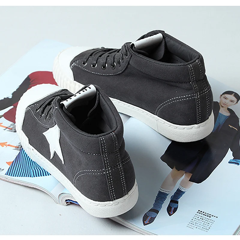 Мода зима замши высокого верха обуви холст женщины плоские обувь повседневная