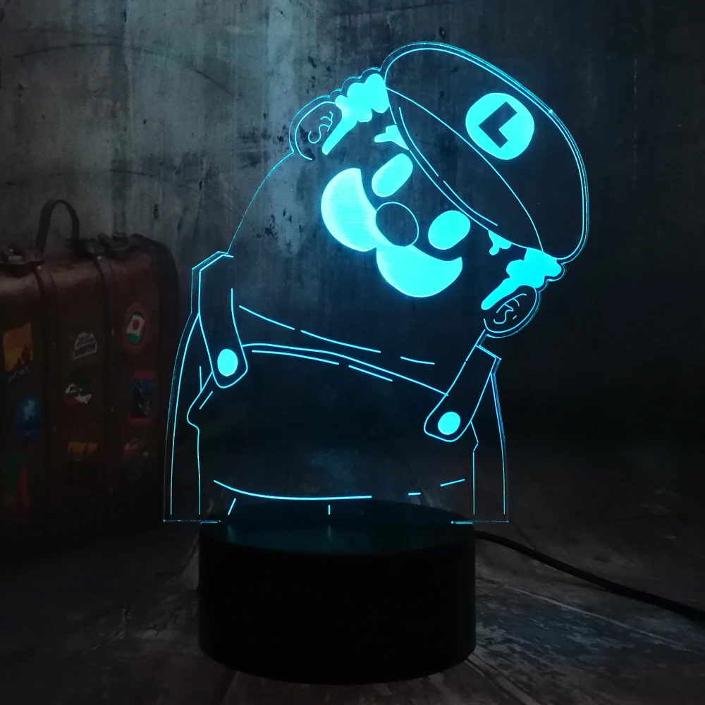 Новые милые фигурки супер Марио игра Луиджи 3D светодиодный ночсветильник 7