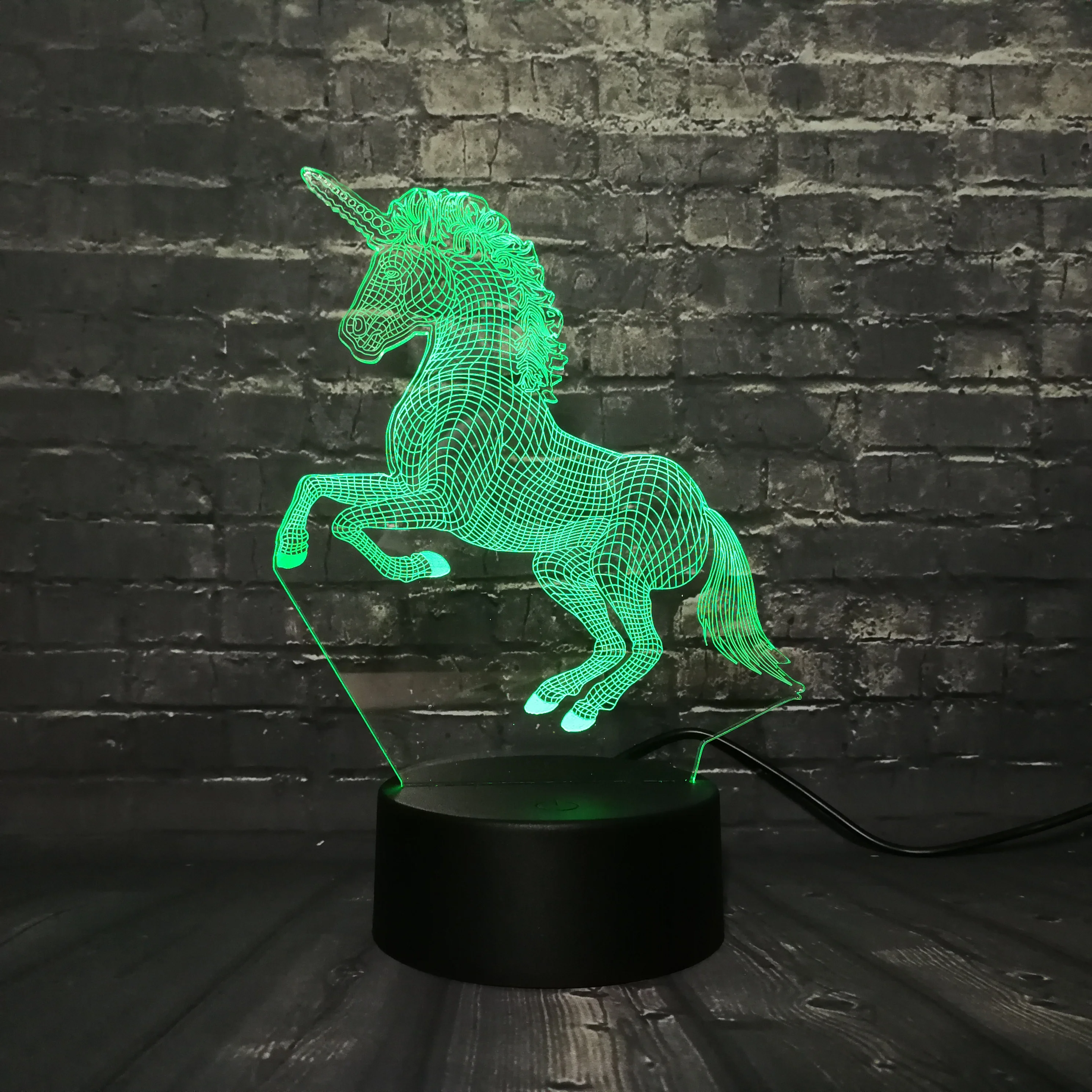 Новый 3D светильник для настроения Единорог 7 цветов зарядка USB мини Лава Декор