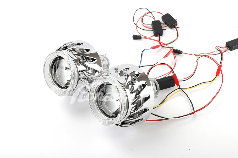 RONAN 2," ver8.1 bixenon H1 объектив проектора H4 H7 винт двойной светодиодный Оптический Белый ангельские глазки автомобильный Стайлинг Модифицированная фара