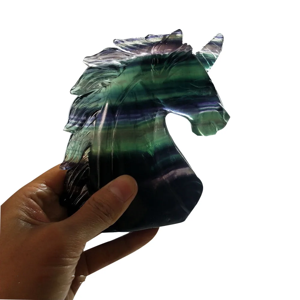 3 дюймовый натуральный хрустальный резной череп цветной флюорит Единорог