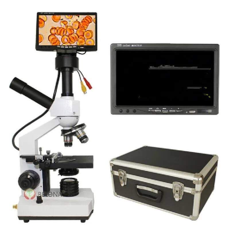 Профессиональный цифровой Биологический микроскоп с 7-дюймовым ЖК-экраном для