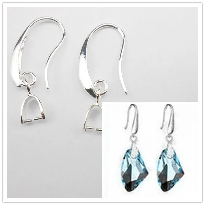 Серьги гвоздики из серебра 100 пробы с кристаллами и жемчугом 925 шт.|jewelry findings|findings