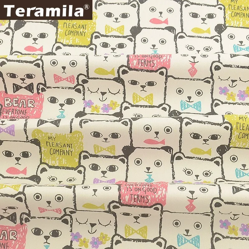 Teramila 100% хлопчатобумажная ткань с рисунком кошки животного дизайн Лоскутная