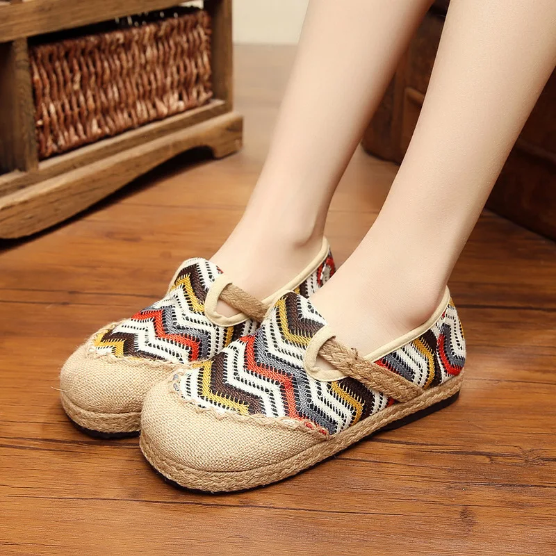 

linen shoes summer fashion anti-slip women fashion sneakers women Cotton Hemp Womens shoes shredded flower craft shoes