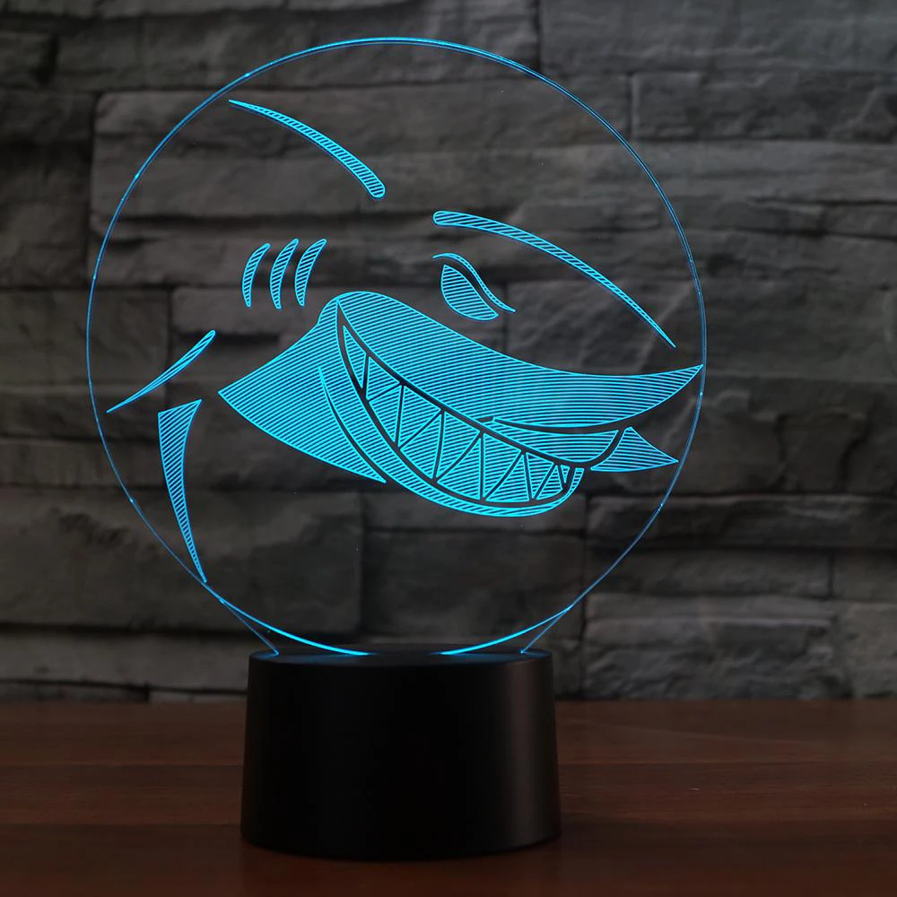 Светодиодный ночсветильник в виде животных акулы 3d иллюзия USB Сенсорная