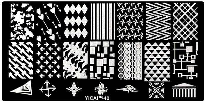 YICAI40 1 шт., штамп для ногтей, прямоугольная пластина, кружево/лошадь/лист/бабочка/Роза/ФИЗ/медаль, шаблон для дизайна ногтей, штамп, пластины, сделай сам, дизайн ногтей, шаблон# YIC - Цвет: YICAI40