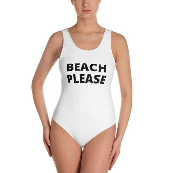 

Sugarbaby Beach Please One-Piece suit Swimsuit High Waist Jumpsuit Women Sexy Beachwear Female Bodysuit High Cut Monokini
