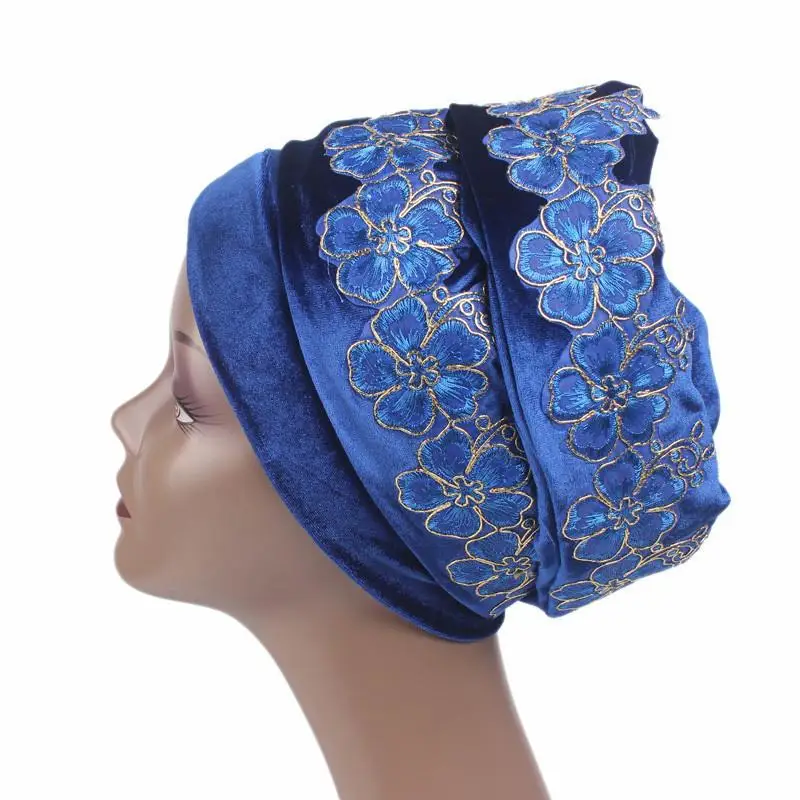 Мусульманский Женский бархатный шарф с длинным хвостом шапка тюрбан