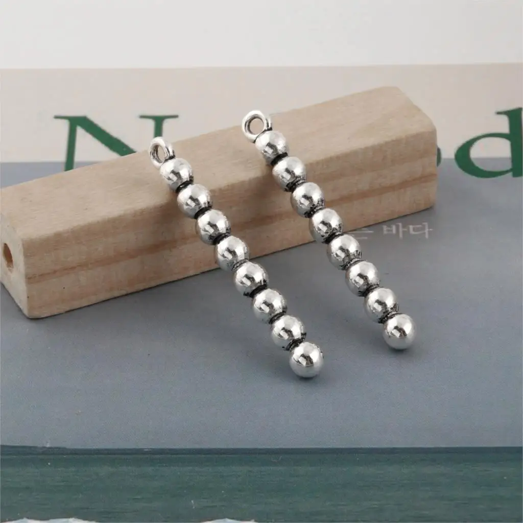 20 шт. серебристые длинные цилиндрические палочки подвески металлический кулон