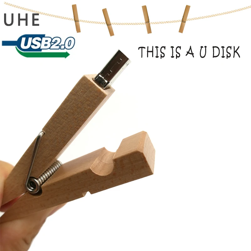 USB-флеш-накопитель с деревянным зажимом 4/8/16/32/64 ГБ | Компьютеры и офис
