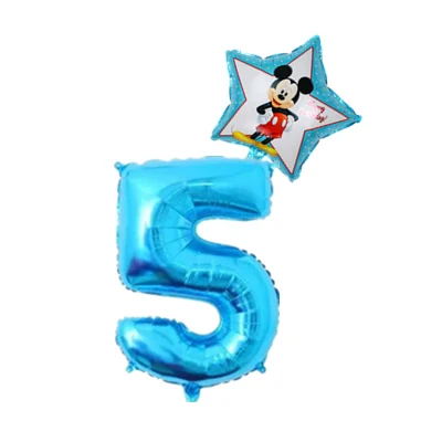 blue 5 2 шт. 32 дюйма розовый и голубой номер 0-9 Фольга надувные шары Mickey воздушный шар "Минни" 1 2 3 4 5 6 7 8 9 лет для детей от День рождения украшения - Цвет: blue 5