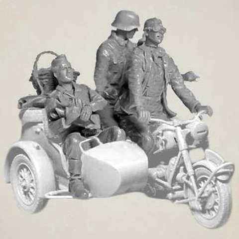 1/35 сборный Набор фигурок из смолы 3 солдата (мотор в комплект не входит)|Наборы для