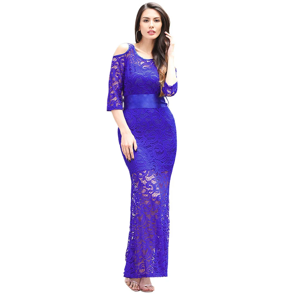 

2018 Special Offer New Arrival Spandex Trumpet / Mermaid Solid Suit-dress Lace Dress Waist Chalaza Fish Tail In Sleeve Length