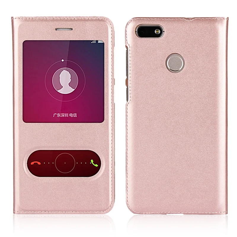 Чехол для Huawei P9 lite mini чехол 5 0 дюйма флип Y6 Pro 2017 с окошком из поликарбоната кожаный