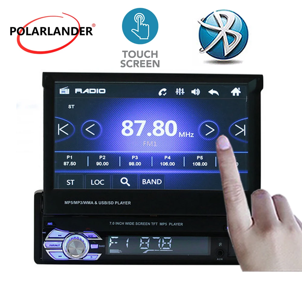 7 &quotголовка GPS Радио кассетный плеер USB/AUX/SD автомобильное радио 1 DIN Bluetooth стерео