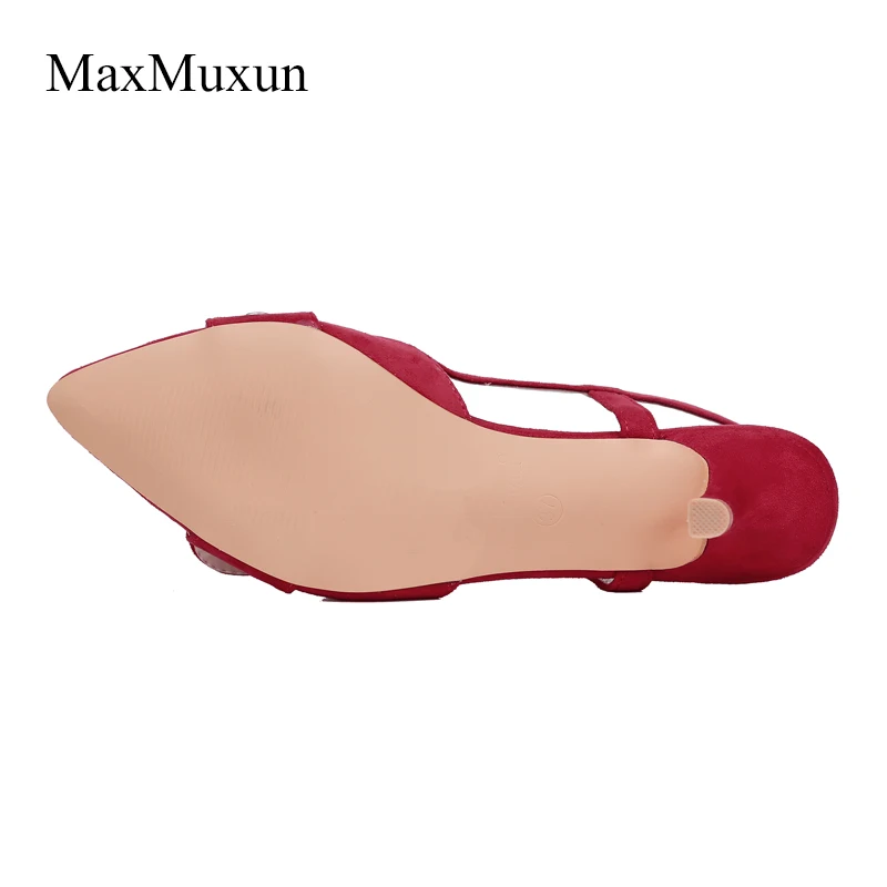 Женские туфли MaxMuxun на каблуке с котятами лодочки ремешком пятке и острым носком