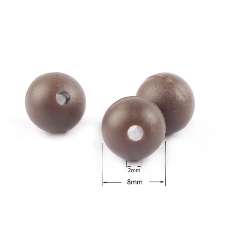 100pcs/Lot Soft Plastic Beads Round 8mm Black/Brown/Green Rubber Fishing Rig Carp Accessories | Спорт и развлечения